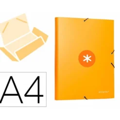 CARPETA LIDERPAPEL ANTARTIK GOMAS A4 3 SOLAPAS CARTON FORRADO COLOR MOSTAZA