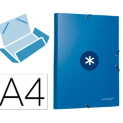 CARPETA LIDERPAPEL ANTARTIK GOMAS DIN A4 3 SOLAPAS CARTON FORRADO COLOR AZUL