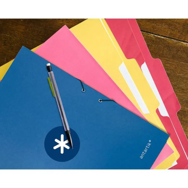 CARPETA LIDERPAPEL ANTARTIK GOMAS DIN A4 3 SOLAPAS CARTON FORRADO COLOR AZUL