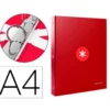 CARPETA LIDERPAPEL ANTARTIK DIN A4 FORRADA 4 ANILLAS 25 MM ROJO