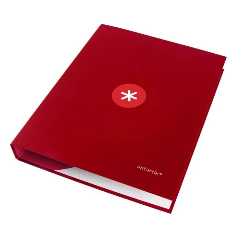 CARPETA LIDERPAPEL ANTARTIK DIN A4 FORRADA 4 ANILLAS 25 MM ROJO