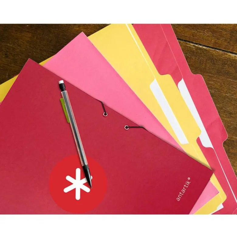 CARPETA LIDERPAPEL ANTARTIK GOMAS DIN A4 3 SOLAPAS COLOR FRAMBUESA CARTON FORRADO