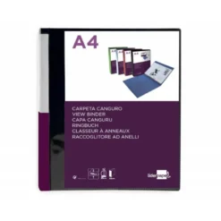 CARPETA LIDERPAPEL CANGURO 2 ANILLAS 25 MM DIN A4 COLOR NEGRO POLIPROPILENO
