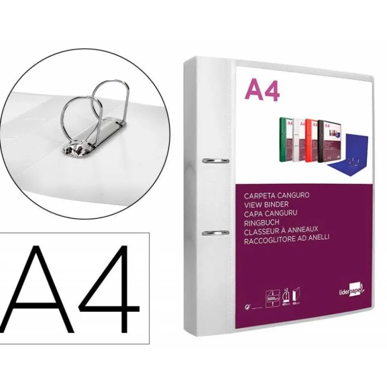 CARPETA LIDERPAPEL CANGURO 2 ANILLAS 40 MM MIXTAS POLIPROPILENO DIN A4 TRANSPARENTE