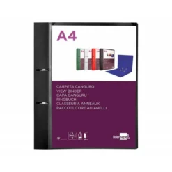 CARPETA LIDERPAPEL CANGURO 2 ANILLAS 40 MM MIXTAS POLIPROPILENO DIN A4 NEGRO