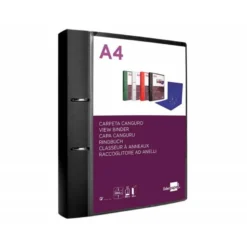 CARPETA LIDERPAPEL CANGURO 2 ANILLAS 40 MM MIXTAS POLIPROPILENO DIN A4 NEGRO