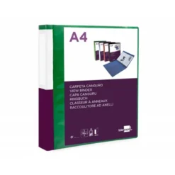CARPETA LIDERPAPEL CANGURO 2 ANILLAS 25 MM DIN A4 COLOR VERDE POLIPROPILENO