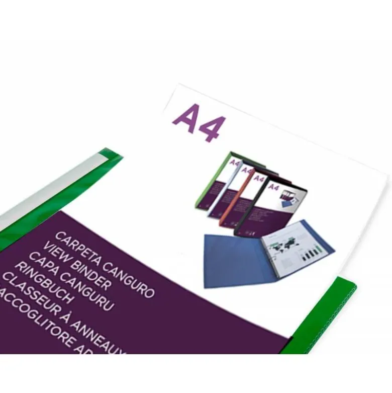 CARPETA LIDERPAPEL CANGURO 2 ANILLAS 25 MM DIN A4 COLOR VERDE POLIPROPILENO