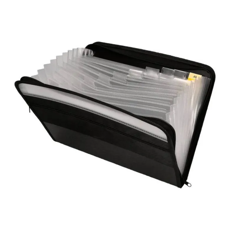 CARPETA LIDERPAPEL CLASIFICADOR FUELLE POLIPROPILENO DIN A4 13 DEPARTAMENTOS COLOR NEGRO