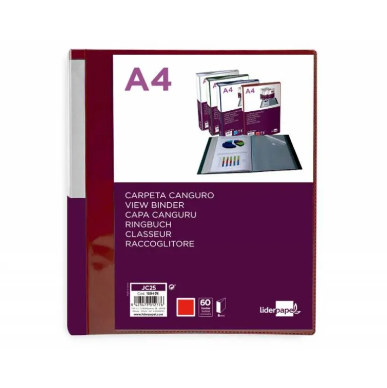 CARPETA LIDERPAPEL DIN A4 COLOR ROJO POLIPROPILENO
