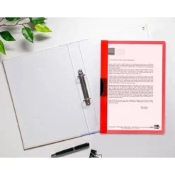CARPETA LIDERPAPEL DOSSIER PINZA LATERAL POLIPROPILENO DIN A4 ROJO TRANSLUCIDO 60 HOJAS PINZA DESLIZANTE
