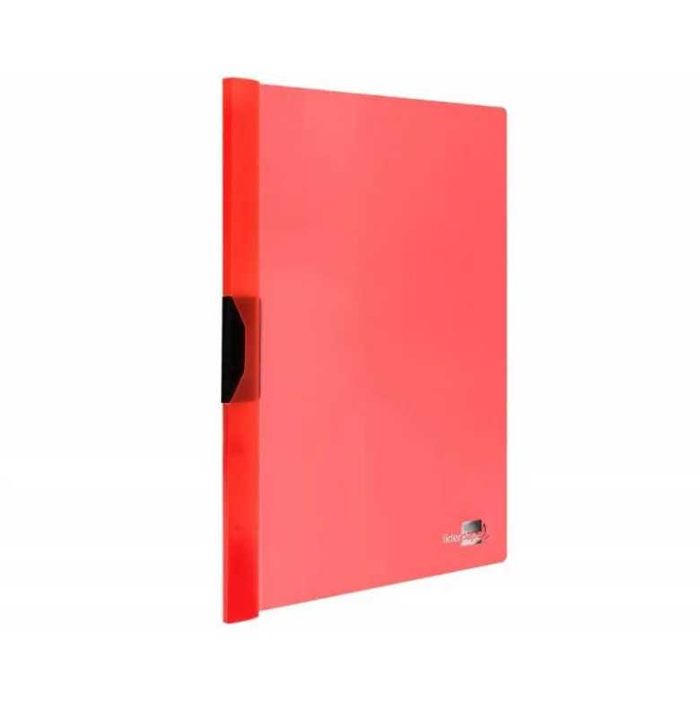 CARPETA LIDERPAPEL DOSSIER PINZA LATERAL POLIPROPILENO DIN A4 ROJO TRANSLUCIDO 60 HOJAS PINZA DESLIZANTE
