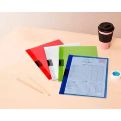 CARPETA LIDERPAPEL DOSSIER PINZA LATERAL POLIPROPILENO DIN A4 ROJO TRANSLUCIDO 60 HOJAS PINZA DESLIZANTE