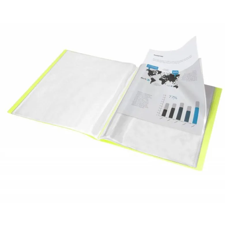 CARPETA LIDERPAPEL ESCAPARATE 80 FUNDAS POLIPROPILENO DIN A4 AMARILLO FLUOR OPACO
