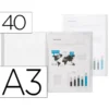 CARPETA LIDERPAPEL ESCAPARATE 40 FUNDAS POLIPROPILENO DIN A3 TRANSPARENTE TRANSLUCIDO
