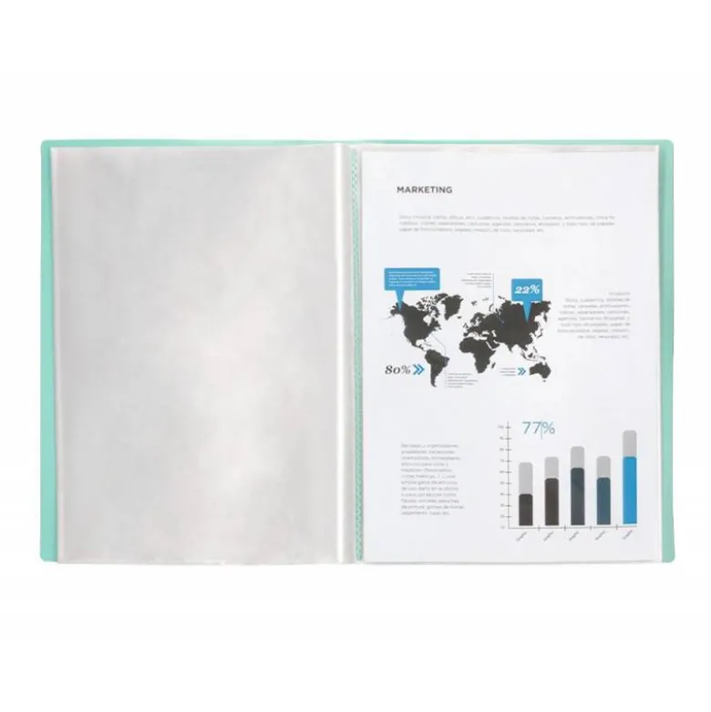 CARPETA LIDERPAPEL ESCAPARATE 60 FUNDAS POLIPROPILENO DIN A4 VERDE MANZANA OPACO