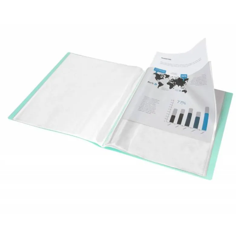 CARPETA LIDERPAPEL ESCAPARATE 60 FUNDAS POLIPROPILENO DIN A4 VERDE MANZANA OPACO