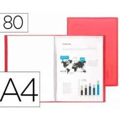 CARPETA LIDERPAPEL ESCAPARATE 80 FUNDAS POLIPROPILENO DIN A4 ROJO TRANSLUCIDO