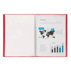 CARPETA LIDERPAPEL ESCAPARATE 80 FUNDAS POLIPROPILENO DIN A4 ROJO TRANSLUCIDO