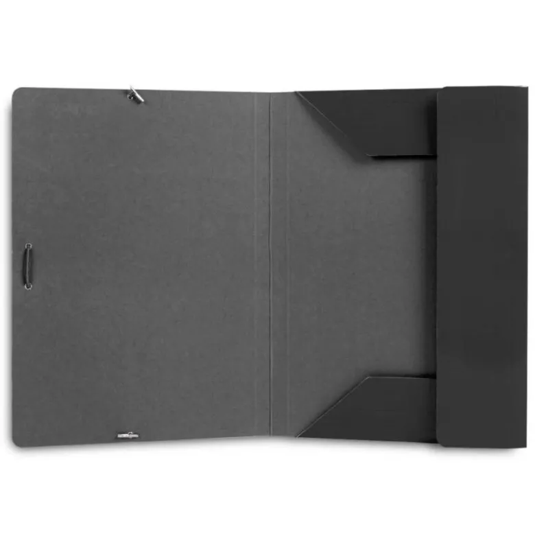 CARPETA LIDERPAPEL GOMAS FOLIO 3 SOLAPAS CARTON PLASTIFICADO COLOR NEGRO
