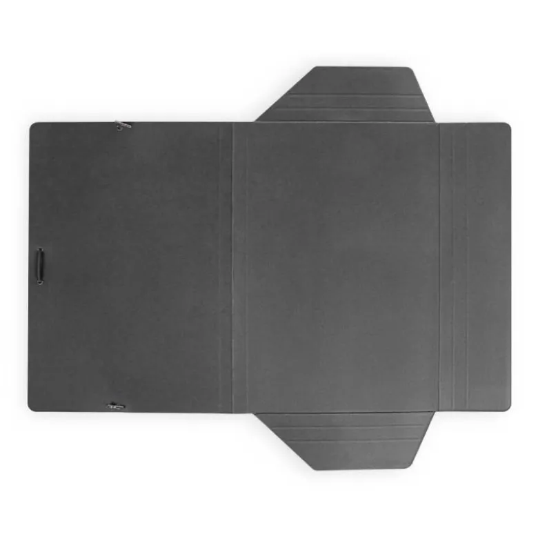 CARPETA LIDERPAPEL GOMAS FOLIO 3 SOLAPAS CARTON PLASTIFICADO COLOR NEGRO