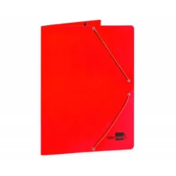 CARPETA LIDERPAPEL GOMAS FOLIO 3 SOLAPAS CARTON PLASTIFICADO COLOR ROJO