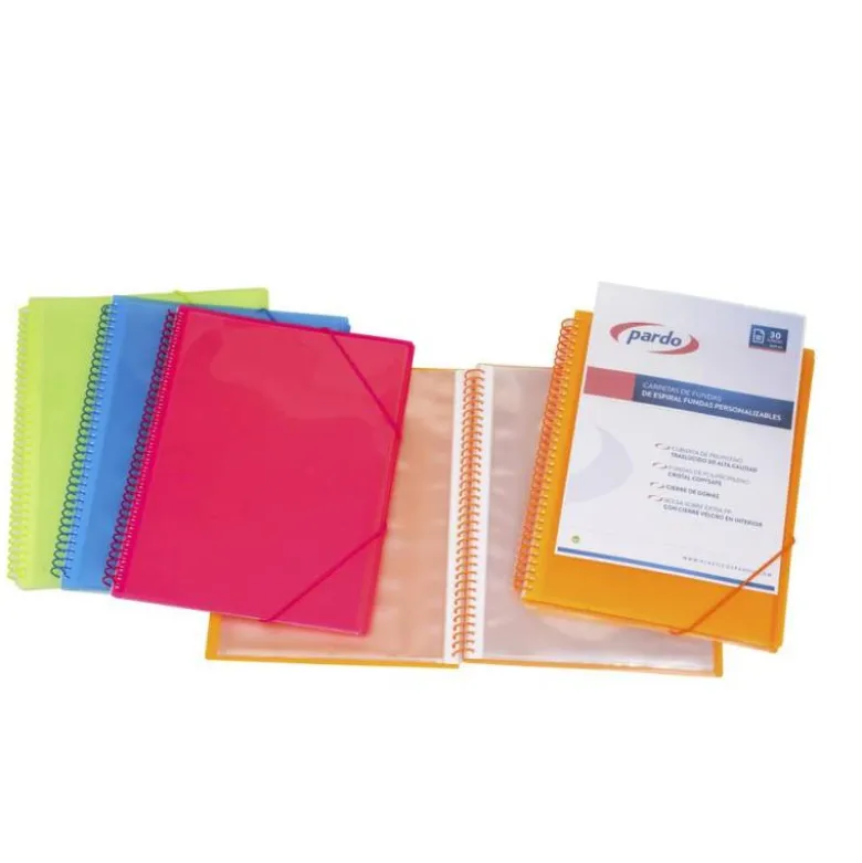 CARPETA PARDO ESCAPARATE CON ESPIRAL 20 FUNDAS FOLIO PERSONALIZABLE COLOR NEGRA