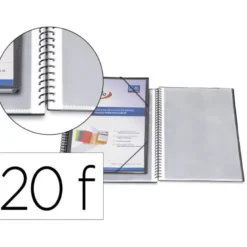 CARPETA PARDO ESCAPARATE CON ESPIRAL 20 FUNDAS FOLIO PERSONALIZABLE COLOR NEGRA