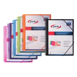 CARPETA PARDO ESCAPARATE CON ESPIRAL 20 FUNDAS POLIPROPILENO CON GOMAS PERSONALIZABLE COLOR AZUL