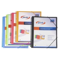 CARPETA PARDO ESCAPARATE CON ESPIRAL 20 FUNDAS POLIPROPILENO CON GOMAS PERSONALIZABLE COLOR AZUL