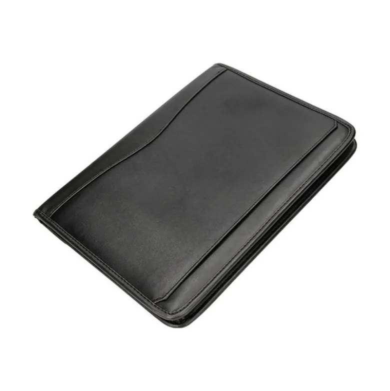 CARPETA PORTAFOLIOS CREMALLERA CON BOLSA PARA MOVIL Y TARJETERO COLOR NEGRO 260X355 MM