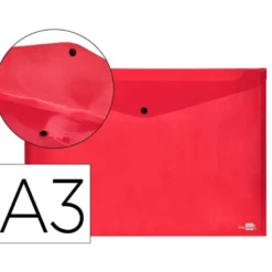 Carpeta sobre Liderpapel con broche polipropileno 180 micras DIN A3 50 hojas color rojo
