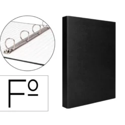 Carpeta 4 anillas carton forrado Liderpapel Paper Coat lomo 40 mm negro