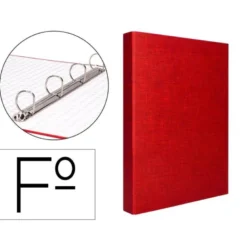 Carpeta 4 anillas carton forrado Liderpapel Paper Coat lomo 40 mm rojo