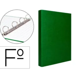 Carpeta 4 anillas carton forrado Liderpapel Paper Coat lomo 40 mm verde
