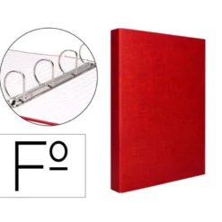 Carpeta 4 anillas carton forrado Liderpapel Paper Coat lomo 60 mm rojo
