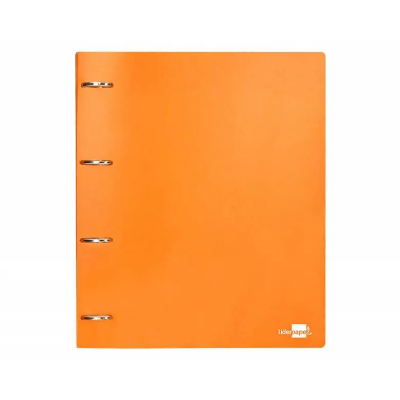 CARPETA 4 ANILLAS 40 MM LIDERPAPEL DIN A4 COLOR NARANJA POLIPROPILENO
