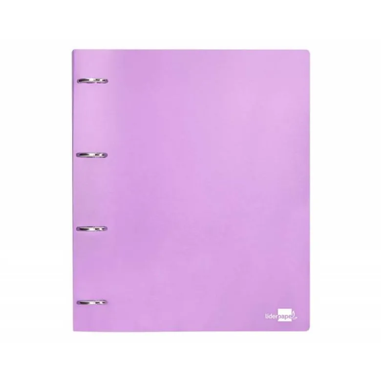 CARPETA 4 ANILLAS 40 MM LIDERPAPEL DIN A4 COLOR ROSA POLIPROPILENO