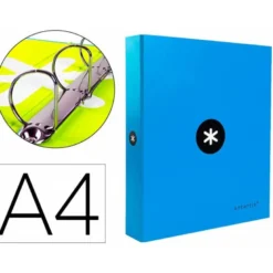 Carpeta 4 anillas 40mm Liderpapel Antartik A4 color azul carton forrado