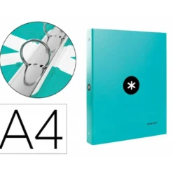 Carpeta Antartik 4 anillas DIN A4 Carton forrado Color Menta