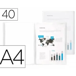 Carpeta Beautone escaparate de 40 fundas fijas Din a4 transparente
