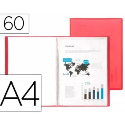 Carpeta Beautone escaparate de 60 fundas fijas Din A4 color rojo