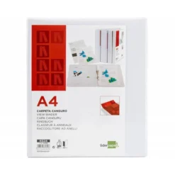 CARPETA CANGURO 2 ANILLAS MIXTAS 40MM LIDERPAPEL A4 PLASTICO COLOR BLANCO
