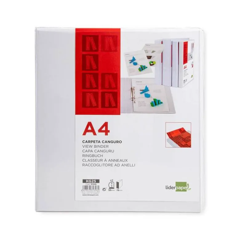 Carpeta canguro plastico Liderpapel Din A4 2 anillas lomo 78 mm