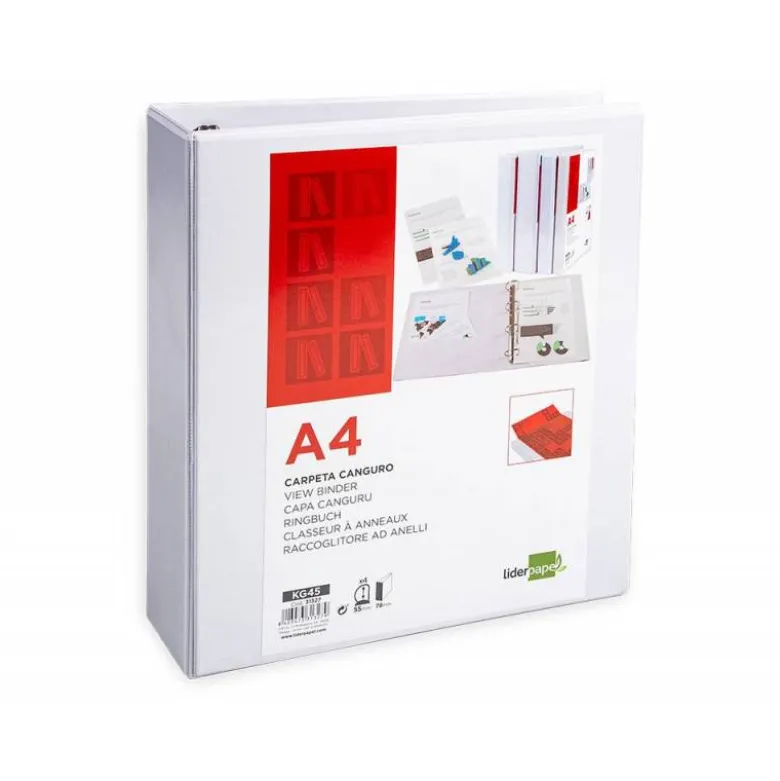 Carpeta canguro plastico Liderpapel Din A4 4 anillas lomo 55 mm