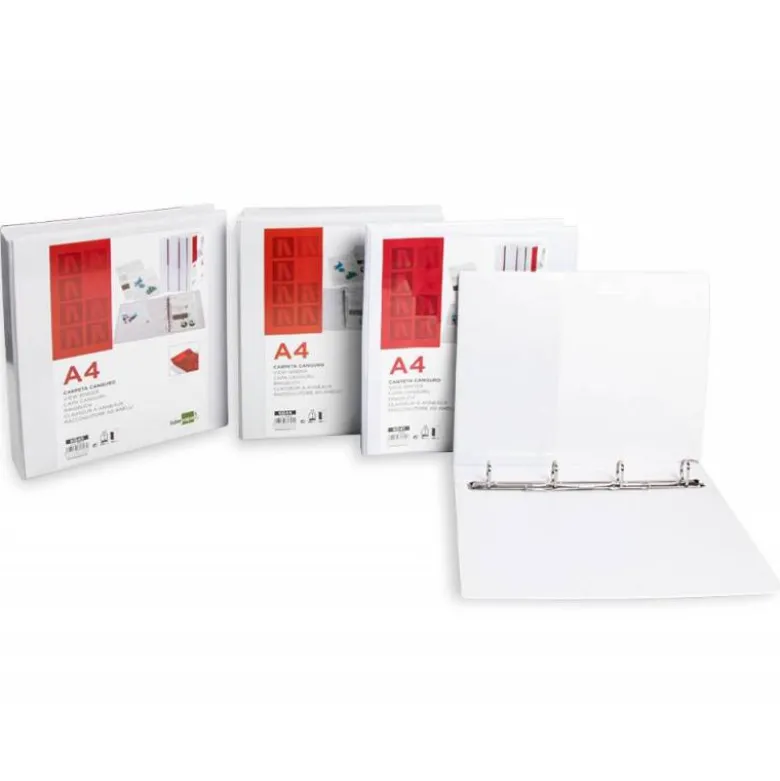 Carpeta canguro plastico Liderpapel Din A4 4 anillas lomo 55 mm
