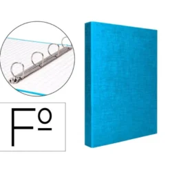 Carpeta carton forrado 4 anillas Liderpapel Paper Coat lomo 40 mm folio celeste