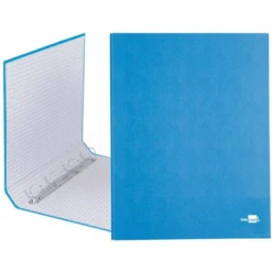 Carpeta carton forrado 4 anillas Liderpapel Paper Coat lomo 40 mm folio celeste