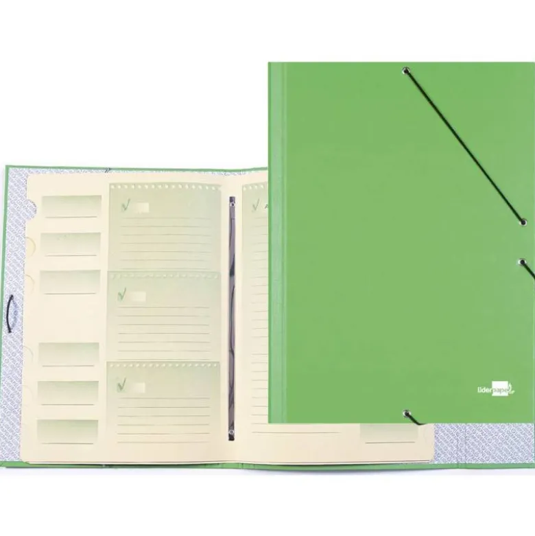 Carpeta clasificadora carton gomas Paper Coat Liderpapel verde