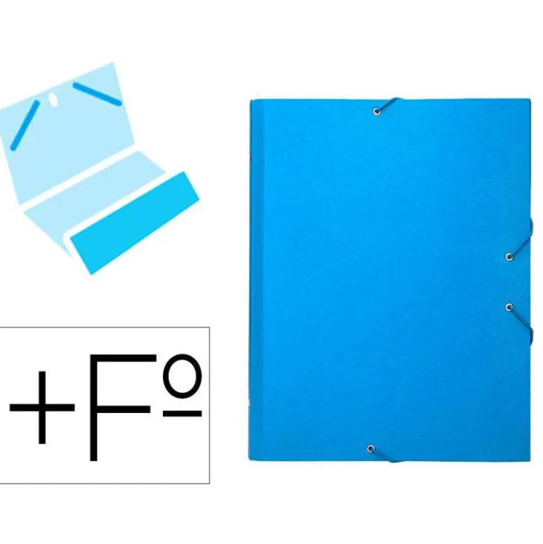 Carpeta clasificadora carton gomas Paper Coat Liderpapel celeste